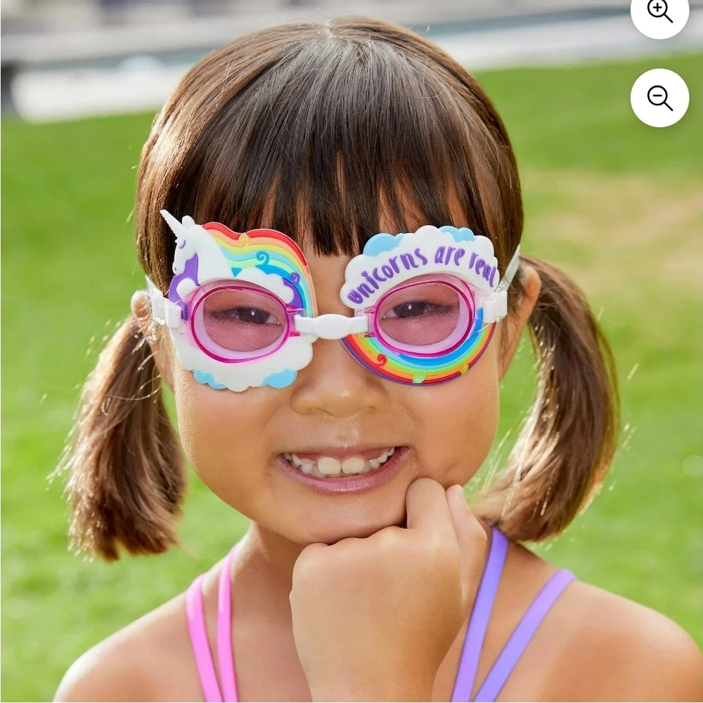 Set Of 2 Dolfin Kids Unicorn and Shark 3-in-1 Swim Goggles - Pink, Blue, Black